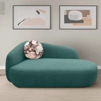Recamiere 700013, Liege, oval, Füße mit Filzgleitern, Sofa, 183 x 105 x 75 (BxTxH), petrol(m-2)