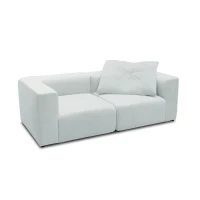 Sofa 800013, 2-Sitzer, rechteckig, gepolsterte Rückenlehne, 2er Couch, 216 x 108 x 69 (BxTxH), Hellgrau(m-1)