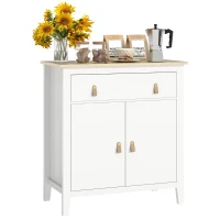 HOMCOM Buffet salon meuble de rangement avec placard à 2 portes, tiroir et étagère réglable, 80 x 40 x 90 cm, blanc(m-1)