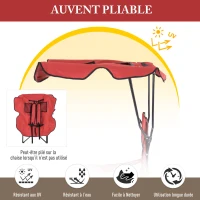 HOMCOM Chaise de Camping Pliable Grand Confort Pare-Soleil + Porte-gobelets intégrés, possibilité d'être portée en Sac à Dos Rouge Noir(m-4)