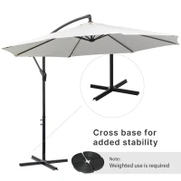 Outsunny 3m Banana Umbrella Parasol, Offset Cantilever Parasol Umbrella with Cross Base, Cream White(m-7)