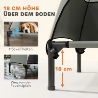 PawHut Leżanka dla Psa na Zewnątrz z Daszkiem, Podwyższone Łóżko dla Psów Średniej Wielkości, 76 x 61 x 71cm, Jasnoszary(m-5)