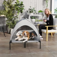 PawHut Portable Elevated Dog Bed with Removable Canopy, Cooling Raised Pet Cot for Medium Large Dogs, 92 x 75 x 89 cm(m-8)