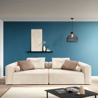 Bigsofa 800008, 2-Sitzer in Cord, mit Filzgleitern, 2er Couch, 304 x 135 x 69 (BxTxH), creme(m-2)