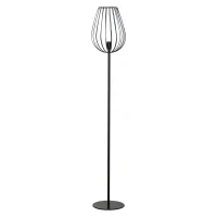 HOMCOM Lampadaire abat-jour avec interrupteur au pied style rétro industriel en grille métallique ampoule E27 40 W max. 27,5 x 27,5 x 159 cm noir(m-11)