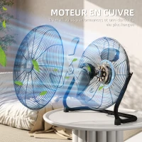 HOMCOM Ventilateur de table électrique portable avec 3 vitesses et inclinaison réglable à 120° flux d'air puissant noir(m-6)