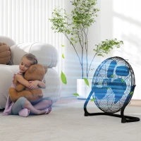 HOMCOM Ventilateur de table électrique portable avec 3 vitesses et inclinaison réglable à 120° flux d'air puissant noir(m-7)