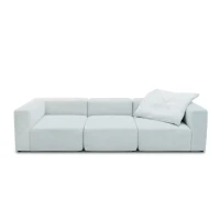 Sofa 800013, 3-Sitzer Garnitur, rechteckig, 3er Couch, 301 x 108 x 69 cm (BxTxH), Hellgrau(m-4)