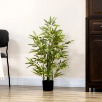 HOMCOM Planta Artificial de Bambu com 504 Folhas Realistas Decoração para Sala de Estar Exterior Ø15x90 cm Verde(m-7)