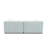 Sofa 800013, 2-Sitzer, rechteckig, gepolsterte Rückenlehne, 2er Couch, 216 x 108 x 69 (BxTxH), Hellgrau(m-5)