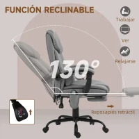 Vinsetto Silla de Oficina con Masaje de 6 Puntos Respaldo Alto Reclinable Altura Ajustable Reposapiés y Mando a Distancia Gris(m-5)