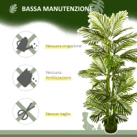 HOMCOM Pianta Artificiale di Palma da 140 cm a 45 Foglie e 5 Rami con Vaso Ø15x12 cm, per Interni ed Esterni, Verde(m-5)