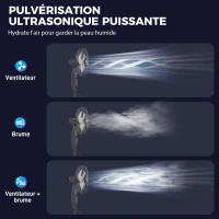 HOMCOM Ventilateur brumisateur 75 W 120 cm avec télécommande, minuterie, oscillation à 70°, tête inclinable, noir(m-4)