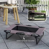 PawHut Podwyższone Legowisko dla Psów Składane, Zewnętrzne Siedzisko z Projektem Siatki Kawa Oxford 75 x 51 x 18 cm(m-5)