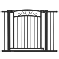 PawHut Puerta para Perros con Ancho Ajustable 76-104 cm con 2 Extensiones y Doble Bloqueo Negro