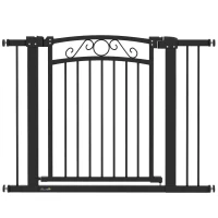 PawHut Puerta para Perros con Ancho Ajustable 76-104 cm con 2 Extensiones y Doble Bloqueo Negro(m-1)