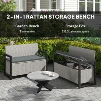 Outsunny 151.5L Storage Garden Bench, with Cushion - Grey(m-4)