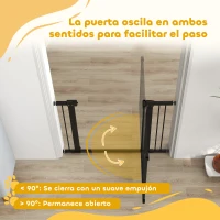 PawHut Puerta para Perros con Ancho Ajustable 76-104 cm con 2 Extensiones y Doble Bloqueo Negro(m-7)
