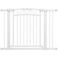 PawHut Puerta para Perros con Ancho Ajustable 76-104 cm con 2 Extensiones Doble Bloqueo Blanco