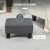 HOMCOM Fußhocker, Sitzhocker mit leinenartigem Stoffbezug, Schaumstoff-Füllung, Kunststoffbeine, für verschiedene Räume, Grau(m-5)