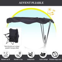 HOMCOM Chaise de Camping Pliable Grand Confort Pare-Soleil + Porte-gobelets intégrés, possibilité d'être portée en Sac à Dos Noir(m-4)