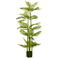 HOMCOM Artificial Plant Tropical Palm in Pot, Fake Plants for Home Indoor Outdoor Decor, 15x15x140cm(m-1)