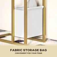 HOMCOM C Shaped Side Table with Charging Station and Faux Marble Top - White(m-6)