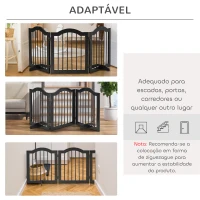 PawHut Barreira de Segurança Dobrável para Cães Pequenos com 3 Painéis e 2 Suportes 154,5x29,5x61 cm Preto(m-8)
