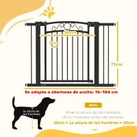 PawHut Puerta para Perros con Ancho Ajustable 76-104 cm con 2 Extensiones y Doble Bloqueo Negro(m-3)