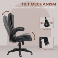 HOMCOM Ergonomische Bureaustoel met Opklapbare Armleuningen en Kantelfunctie, Zwart(m-5)