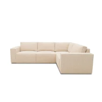 Ecksofa 101 017, Sofa, L-Form, Cord-Sofa, Couch, Polsterecke, Eckcouch, 277 x 197 x 84 cm (BxTxH), Creme(m-1)