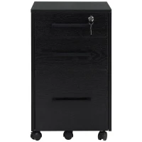 Homcom Comoda Birou Neagra – 3 Sertare cu Roti 39×40×65,4 cm(m-12)