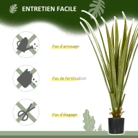 HOMCOM Plante artificielle type agave en pot hauteur 90 cm, 16 feuilles, interieur extérieur, grand réalisme(m-5)