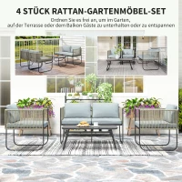 Komplet wypoczynkowy z Polyrattanu Outsunny: sofa + fotele + stolik z poduszkami, odporny na warunki atmosferyczne, 116 x 60 x 69 cm, Brązowy+Ciemnoszary(m-4)