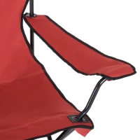 HOMCOM Chaise de Camping Pliable Grand Confort Pare-Soleil + Porte-gobelets intégrés, possibilité d'être portée en Sac à Dos Rouge Noir(m-8)