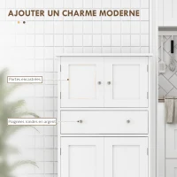 HOMCOM Armoire de cuisine buffet cuisine avec placards, étagères réglables, tiroir, 60 x 30 x 128 cm, blanc(m-4)