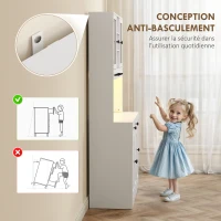 HOMCOM Meuble de rangement avec éclairage LED, placards et tiroir, portes vitrées, télécommande inclus, blanc(m-7)
