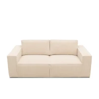 Sofa 100017, 2-Sitzer, Cord, Rückenkissen, Armlehnen, 2er Couch, 210 x 93 x 84 cm (BxTxH), creme(m-6)