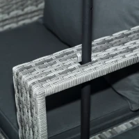 Outsunny Ensemble de salon de jardin 2 pièces en résine tressée - canapé 2 places avec coussins + parasol + repose-pieds - gris(m-8)