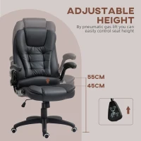 HOMCOM Ergonomische Bureaustoel met Opklapbare Armleuningen en Kantelfunctie, Zwart(m-6)