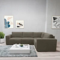 Ecksofa 101 017, Sofa, L-Form, Sofa, Couch, Polsterecke, Eckcouch, 277 x 197 x 84 cm (BxTxH), Schlamm(m-3)
