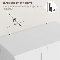 HOMCOM Armoire de cuisine buffet cuisine avec placards, étagères réglables, tiroir, 60 x 30 x 128 cm, blanc(m-7)