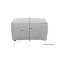 Hocker 101017, Polsterhocker, rechteckig, 80 x 60 x 43 cm (BxTxH), schlamm(m-3)