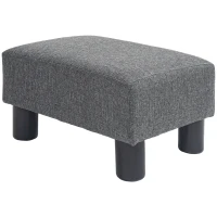 HOMCOM Fußhocker, Sitzhocker mit leinenartigem Stoffbezug, Schaumstoff-Füllung, Kunststoffbeine, für verschiedene Räume, Grau(m-10)