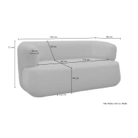Sofa 800012, 2-Sitzer, 2er Couch, Teddy-Stoff, Polstersofa, 160 x 86 x 71 cm (BxTxH), Grau(m-3)