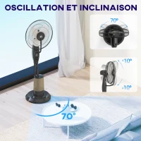 HOMCOM Ventilateur brumisateur 75 W 120 cm avec télécommande, minuterie, oscillation à 70°, tête inclinable, noir(m-6)