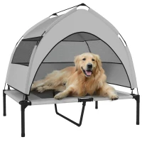 PawHut Portable Elevated Dog Bed with Removable Canopy, Cooling Raised Pet Cot for Medium Large Dogs, 92 x 75 x 89 cm(m-10)