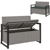 Outsunny 151.5L Storage Garden Bench, with Cushion - Grey(m-11)