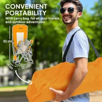 Outsunny Set of 2 Folding Beach Chair, Low Camping Chair with Mesh Back, Carry Bag and Cup Holder for Garden Outdoor Picnic Festival Travel, Orange(m-4)