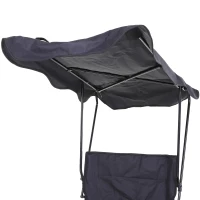 HOMCOM Chaise de Camping Pliable Grand Confort Pare-Soleil + Porte-gobelets intégrés, possibilité d'être portée en Sac à Dos Noir(m-8)